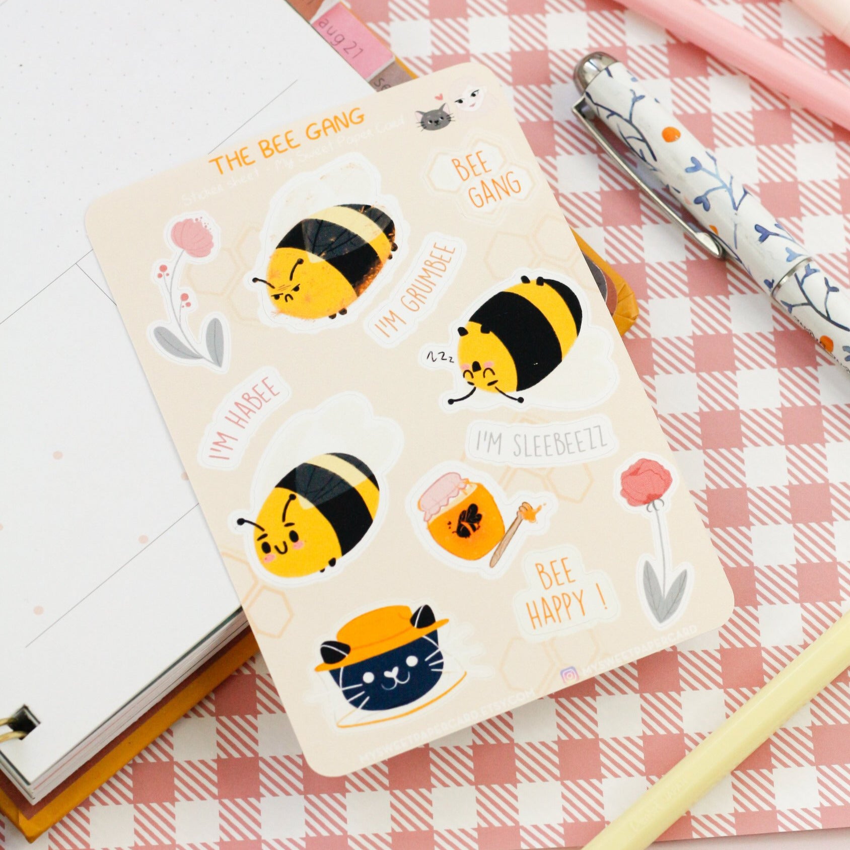 cute bee stickers for your planner