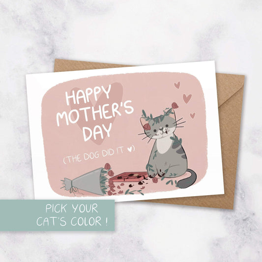 custom cat mum mothers day card