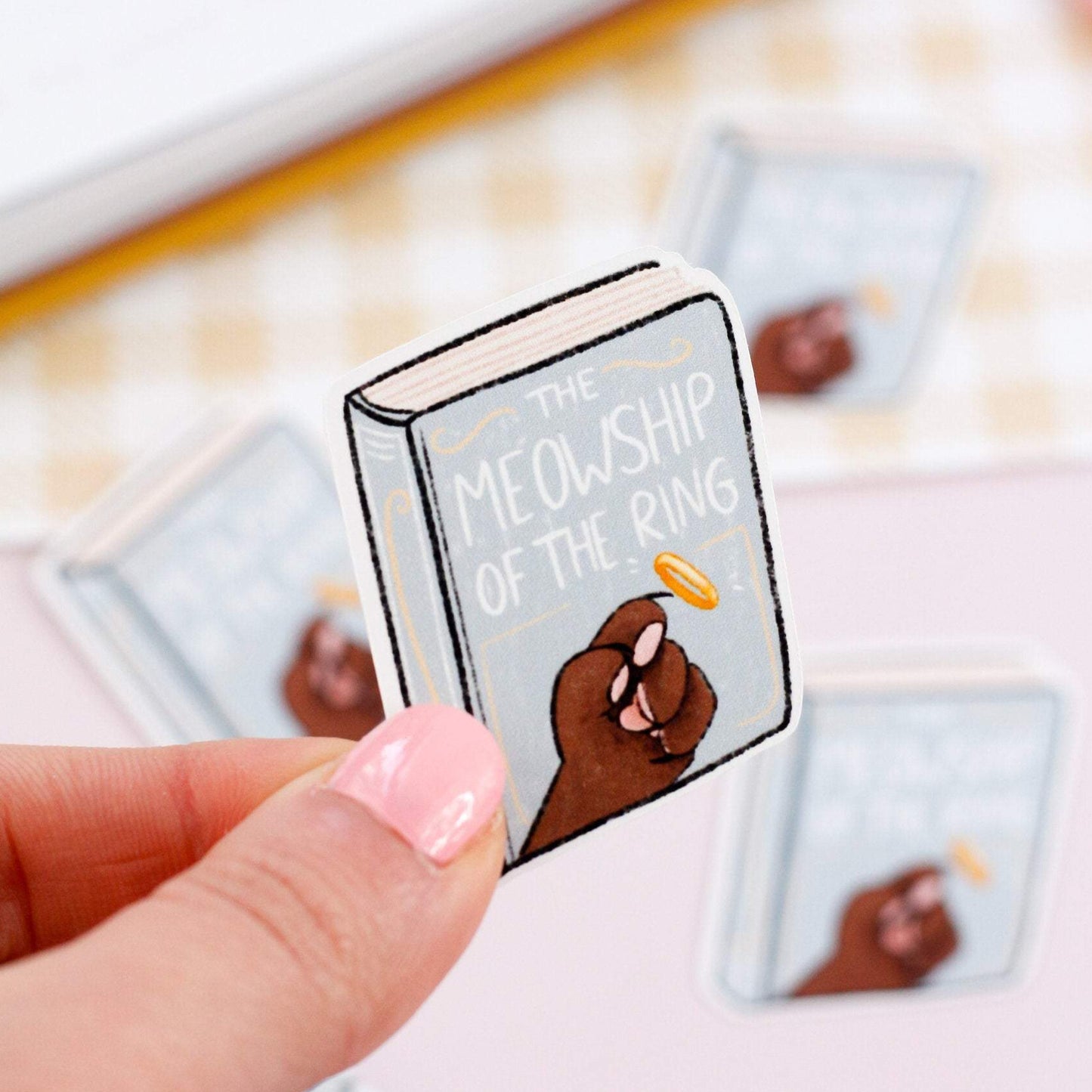 cute cat book stickers meowship of the ring