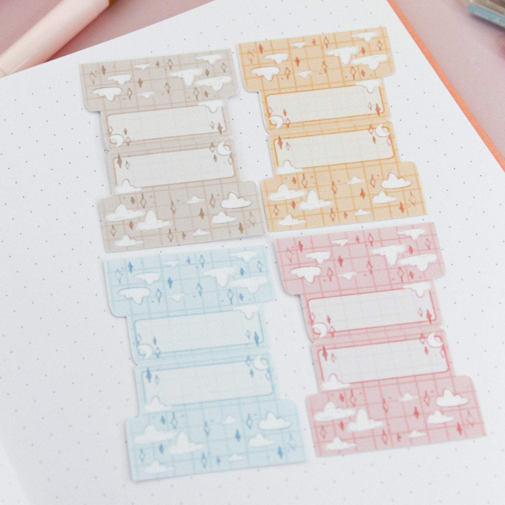 cloud adhesive tabs for bullet journal