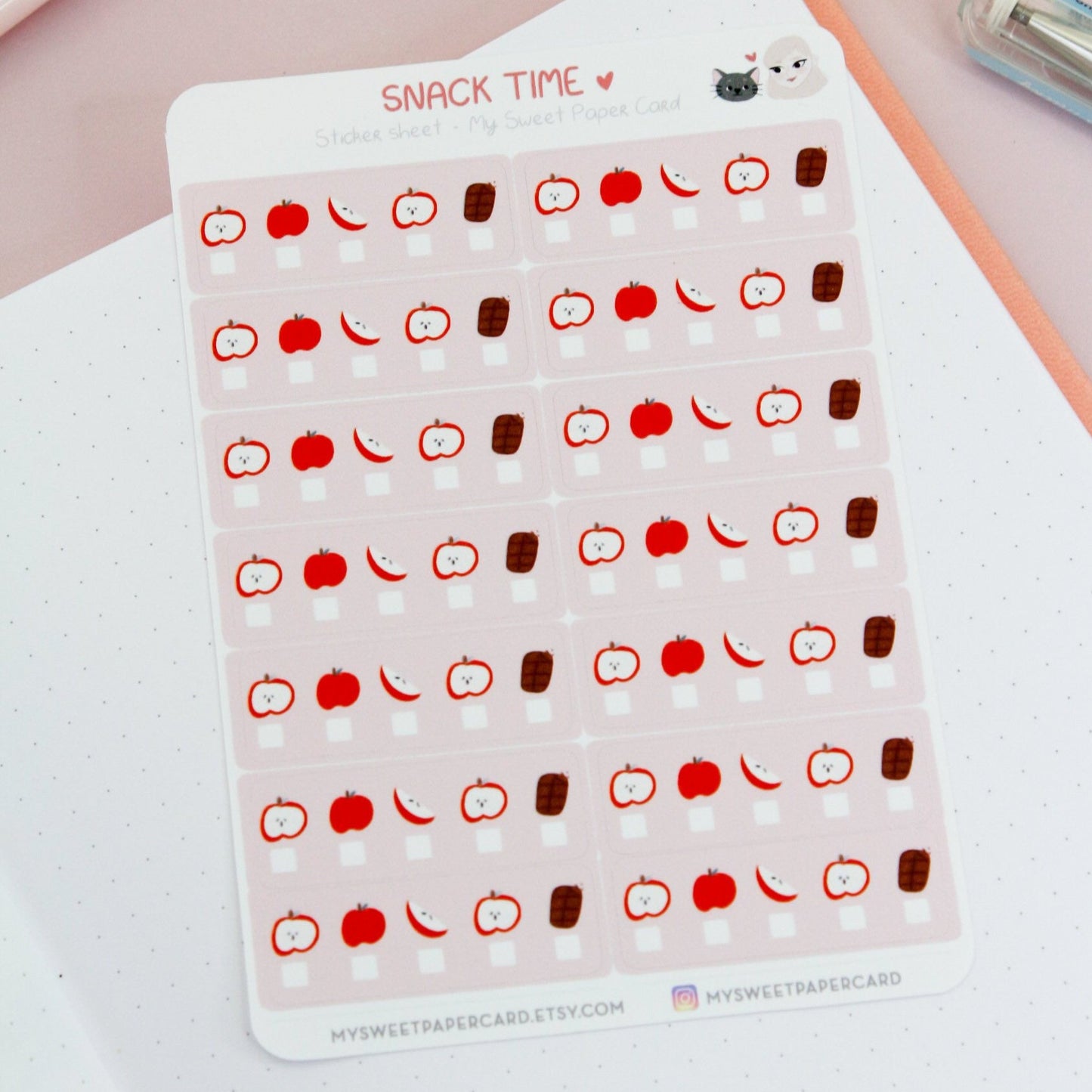 cute snack stickers for your planner