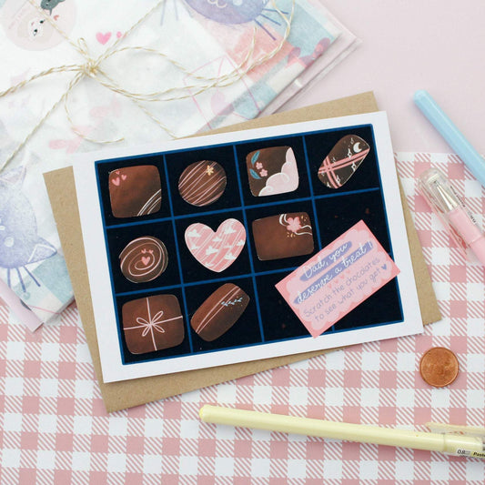Boîte de chocolat à gratter - carte de fête des mères - carte de fête des pères - Carte Saint Valentin