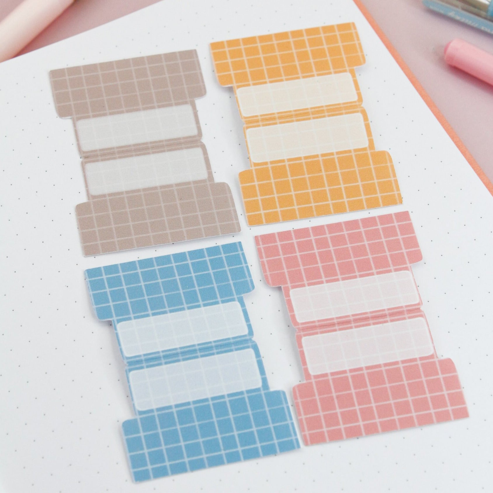 Pastel grid adhesive tabs 04