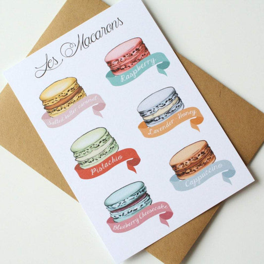 Les Macarons card - macaroons print
