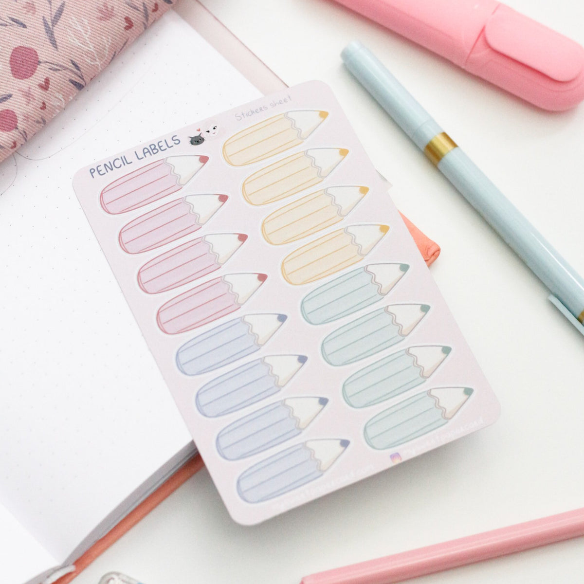 Pastel pencil stickers - Name labels for school supplies - Back to sch ...