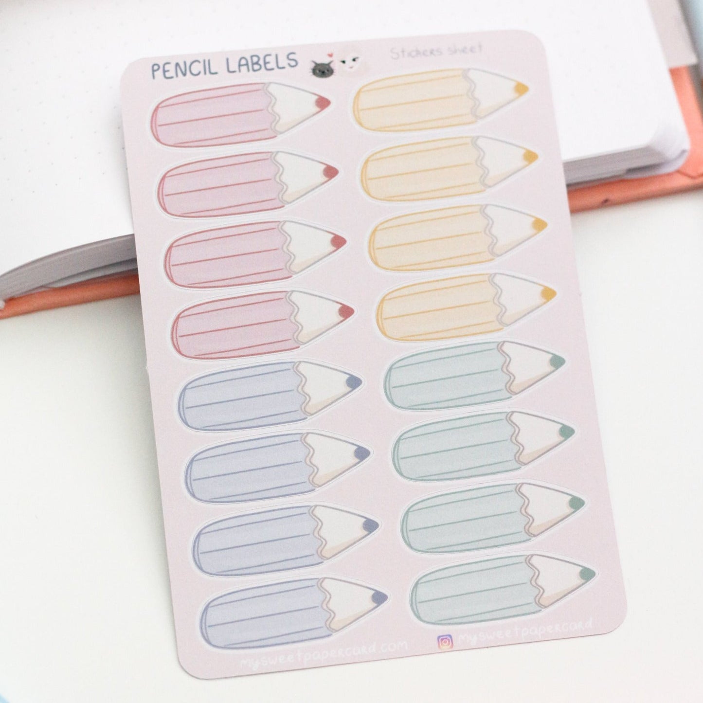 2ND SALE - Pastel pencil stickers - Name labels for school supplies - Back to school stickers
