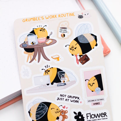 Grumbee back to work stickers - Cute bee stickers - Back to school stickers
